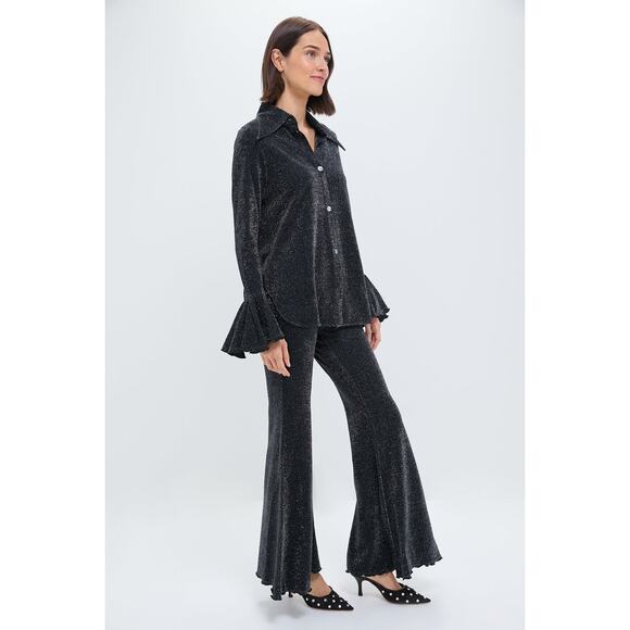 SLEEPER Black Cosmos Lurex Lounge Suit with Pants Size S NWT Retail $320 - Picture 6 of 6